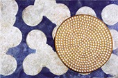 46  Kreisensemble, 2001, Mischtechnik auf Leinwand, 90cm x 60cm